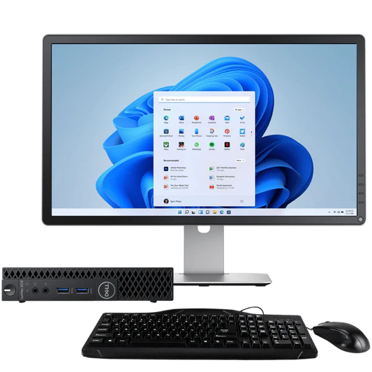 Dell OptiPlex 3070 micro PC with monitor